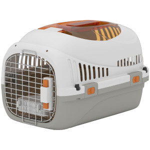 Pawhut Trasportino per Gatti e Cani Piccoli Fino 4 kg in Plastica con Finestra Superiore, 49x32x31 cm, Grigio   Aosom Italy
