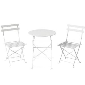 Outsunny Set Bistrò da Esterno Pieghevole con Tavolo e 2 Sedie, Bianco   Aosom Italy