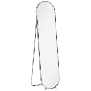 Homcom Specchio a Figura Intera da Terra con Supporto Pieghevole, Vetro e Metallo, 40x4x160 cm, Argento   Aosom Italy
