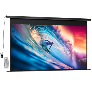 Homcom Telo per Proiettore 120" 16:9 Motorizzato con Telecomando, Fissaggio a Muro e Soffitto, Nero   Aosom Italy