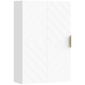 Kleankin g Armadietto Bagno a Muro con Anta Decorata, Maniglia Dorata e Ripiani Regolabili, 40x15x60 cm, Bianco   Aosom Italy