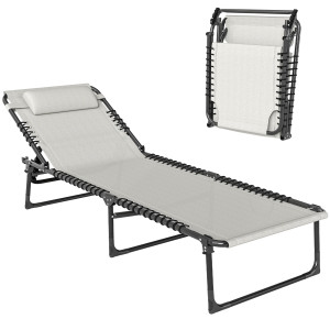 Outsunny Lettino Prendisole in Acciaio e Tessuto Traspirante con Schienale Reclinabile, 197x58x26 cm Aosom