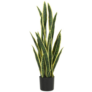 Outsunny Sanseveria Artificiale in Vaso da Esterno e Interno con 21 Foglie Modellabili, Ø20x90 cm   Aosom Italy