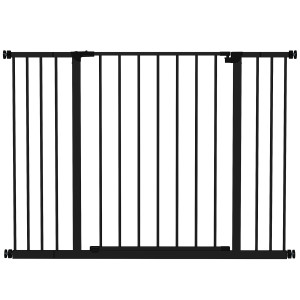 Pawhut Cancelletto per Cani Estensibile con Viti e Ampia Apertura, in Metallo e Plastica, 76-107x76 cm, Nero Aosom