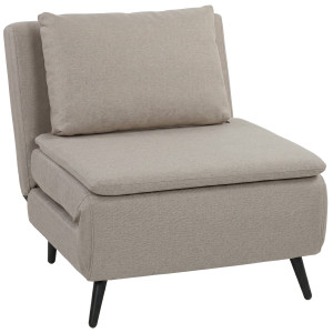 Homcom Poltrona Convertibile Singola, Poltrona-Letto Clic-Clac 3-in-1 con Schienale Regolabile, Cuscino e Seduta Ampia, Marrone Chiaro   Aosom Italy