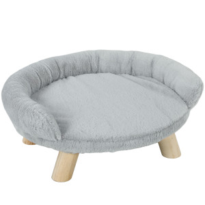 Pawhut Cuccia Divanetto per Cani e Gatti Sfoderabile in Peluche con Schienale, 47x40x20 cm, Grigio