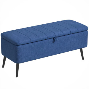 Homcom Panca Contenitore Pouf Poggiapiedi Imbottito, 102x40x44 cm, Blu Scuro   Aosom Italy