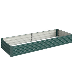 Outsunny Letto per Orto Rialzato in Metallo da Esterno, Portapiante da Giardino per Fiori ed Erbe Aromatiche, Verde Aosom
