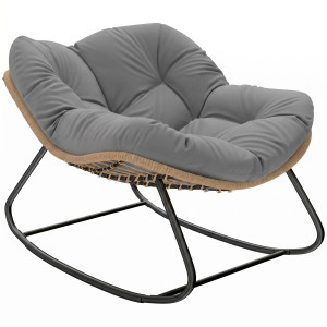 Outsunny Sedia a Dondolo da Interni ed Esterni con Seduta Extra Larga da 60 cm e Cuscino Imbottito, Grigio   Aosom Italy