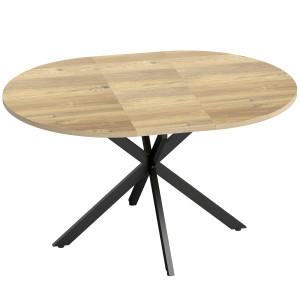 Homcom Tavolo da Pranzo Industriale per 4-6 Persone con Ribalta Rotonda, in Legno e Acciaio, 135x100x75 cm   Aosom Italy