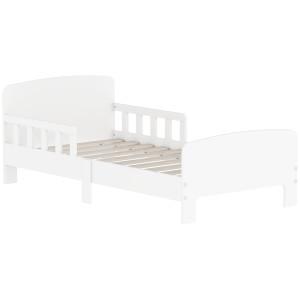 Aiyaplay Letto per Bambini 3-8 Anni Basso con Sponde Laterali e Bordi Lisci, in Legno, 143.5x74.2x54 cm, Bianco   Aosom Italy