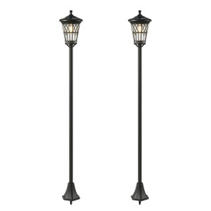 Outsunny Set di 2 Lampioni Solari da Giardino 1.86m, Lampade Stradali Acciaio Inox   Aosom Italy