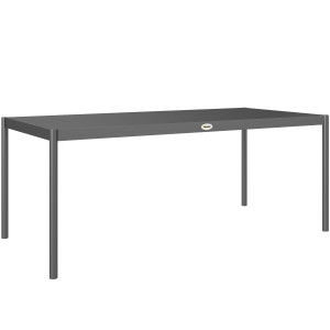 Outsunny Tavolo da Pranzo a Doghe Rettangolare per Giardino in Acciaio, 186x90x74 cm, Grigio Scuro   Aosom Italy