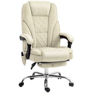 Vinsetto Sedia da Ufficio con Telecomando e Poggiapiedi Estraibile, Poltrona Massaggiante con Schienale Reclinabile, 67x72x119 cm, Beige   Aosom Italy