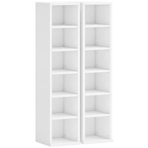 Homcom Scaffale per 204 CD, Set da 2 Colonne per Blu-Ray e Libri con Ripiani Regolabili, Bianco   Aosom Italy