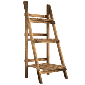 Outsunny Portapiante Pieghevole Portavasi in Legno di Abete con 3 Livelli Scaffale da Esterno per Piante Portafiori 40x37x93cm Aosom