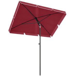 Outsunny Ombrellone da Giardino Rettangolare con Inclinazione Regolabile e Palo in Alluminio, 198x130x240cm, Rosso e Nero Aosom