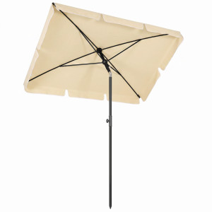 Outsunny Ombrellone da Giardino Rettangolare e Regolabile con Palo in Alluminio, 2x1.3x2.5 m, Beige