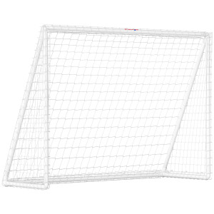 Sportnow Porta da Calcio con Rete Pali in PVC e Picchetti di Ancoraggio, 240x90x180 cm, Bianco   Aosom Italy