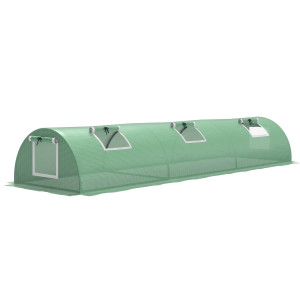 Outsunny Serra Piccola con 5 Finestrelle e Griglia Centrale, in Acciaio, PE e PP, 300x80x45 cm, Verde