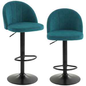 Homcom Set di 2 Sgabelli da Bar, Sgabelli Moderni Girevoli con Poggiapiedi, Blu   Aosom Italy