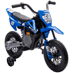 Aiyaplay Moto Elettrica per Bambini con Rotelle Rimovibili, Sospensioni, Suoni e Indicatore di Carica, Blu   Aosom Italy