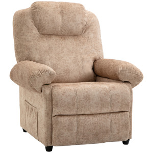 Homcom Poltrona Relax Reclinabile Manuale in Tessuto con Poggiapiedi Estraibile e Tasca Laterale, Beige