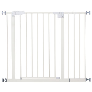 Pawhut Cancelletto per Cani Estensibile con Montaggio a Pressione e Chiusura Automatica Altezza 76.2cm, Bianco