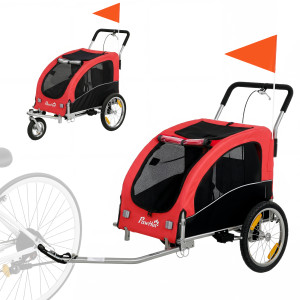 Pawhut Rimorchio Bici e Passeggino Pieghevole per Cani Media, 2 in 1 in Acciaio e Tessuto Oxford 600D, Rosso   Aosom Italy