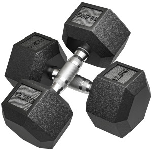 Homcom Set di Manubri Palestra da 2x12.5 kg Esagonale, Pesi per Palestra con Impugnatura Zigrinata Antiscivolo, Nero   Aosom Italy