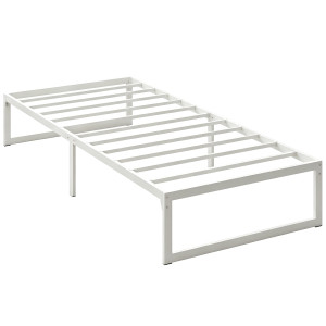 Homcom Telaio Letto con Spazio di Stoccaggio e Rete a Doghe in Acciaio, Silenzioso, 200,5x90,6x32,5 cm, Bianco   Aosom Italy