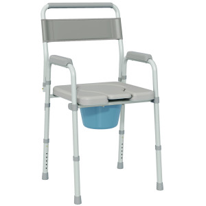 Homcom Sedia WC pieghevole antiscivolo con altezza regolabile, portata 150 kg, Grigio   Aosom Italy