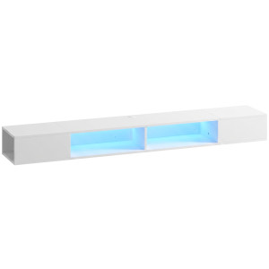 Homcom Mobile TV Sospeso con Luci LED e Ripiani Aperti, per Televisore 190,5 cm, 177,8x30x18 cm, Bianco   Aosom Italy