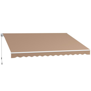 Outsunny Tenda da Sole per Esterno Avvolgibile a Bracci con Apertura a Manovella, 350x250 cm, Marrone   Aosom Italy