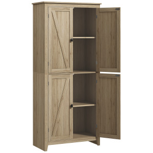 Homcom Mobile Cucina a 4 Ante con Mensole Regolabili e Base Rialzata in Legno 80x40x182cm Aosom