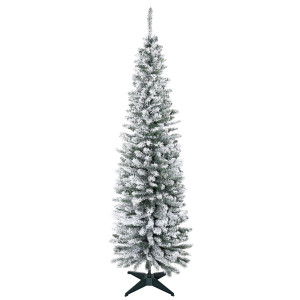 Homcom 180cm Albero di Natale Pino artificiale rivestito in floccaggio bianco con rami 390, base pieghevole rimovibile Aosom