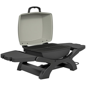 Outsunny barbecue elettrico 2300W, portatile da tavolo con ripiani laterali, colore nero.   Aosom Italy