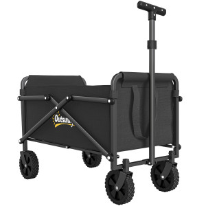 Outsunny Carrello da Giardino Carrello da Campeggio Pieghevole, 41L, Nero   Aosom Italy