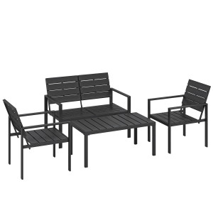 Outsunny Set Salotto da Giardino Mobili da Giardino Resistente 4 Pezzi, Nero   Aosom Italy