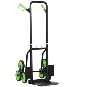Durhand Carrello Portapacchi per Scale 6 Ruote, Pieghevole, Portata 120kg, in Acciaio, per Trasloco, Giardinaggio, Verde   Aosom Italy