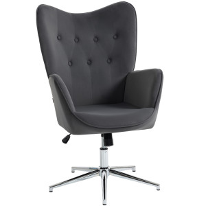 Homcom Poltroncina da Salotto Girevole con Braccioli in Velluto, con Dondolo e Altezza Regolabile, Grigio Scuro   Aosom Italy