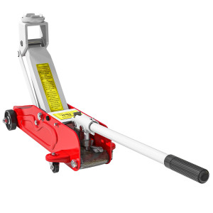 Homcom Cric Idraulico con Sollevamento 12-30 cm e Capacità 2.5 Tonnellate, in Acciaio Rinforzato, Rosso e Grigio   Aosom Italy