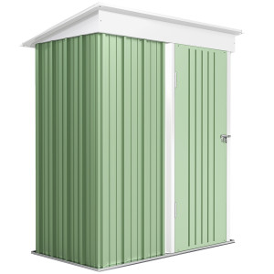 Outsunny Casetta da Giardino con Porta Bloccabile e 2 ripiani regolabili, Porta Attrezzi in Acciaio, 161x95x163/181cm, Verde   Aosom Italy
