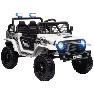 Aiyaplay Macchina per Bambini Elettrica Fuoristrada 12V con Doppio Motore, Età 3-6 Anni, Telecomando e Luci, Bianco   Aosom Italy