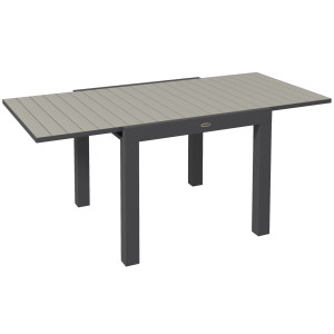 Outsunny Tavolo da Giardino Allungabile per 4-6 Persone con Piano a Doghe, in Alluminio, 81/162x80x75 cm, Grigio Aosom