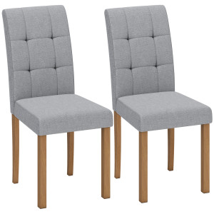 Homcom Set 2 sedie da pranzo imbottite in tessuto effetto lino, Grigio chiaro   Aosom Italy