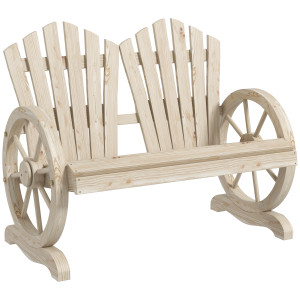 Outsunny Panchina da Giardino in Legno Stile Country con Braccioli a Ruota, 108x66x95cm, Legno Naturale   Aosom Italy