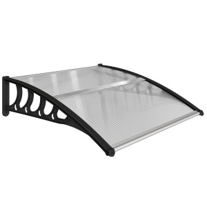 Outsunny Tettoia da Esterno in Policarbonato per Porte e Finestre, 103x96.5x27cm, Trasparente   Aosom Italy