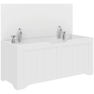 Homcom Panca Contenitore con Apertura a Ribalta, 80 cm, Bianco   Aosom Italy