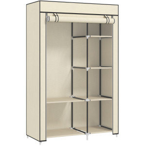 Homcom Armadio Guardaroba Portatile in Tessuto con 6 Ripiani Aperti e un Appendino, 103x43x162.5 cm, Crema   Aosom Italy